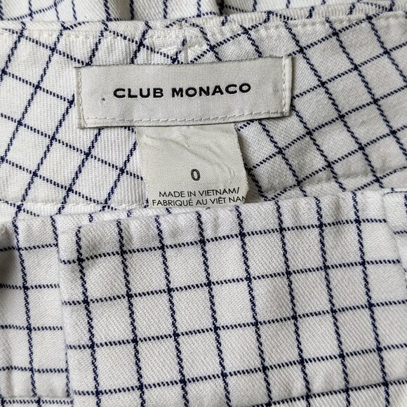 CLUB MONACO Women's Ankle Cropped Pants  Size 0  White Navy Check  NWOT - Picture 5 of 6